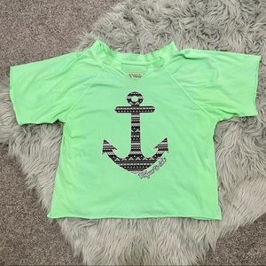 US Vintage Beach Crop Shirt Anchor Graphic